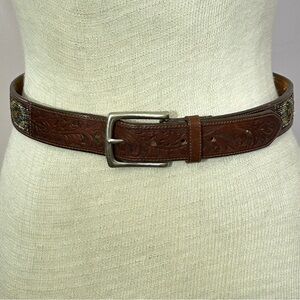 BANANA REPUBLIC Vintage Beaded Tooled Leather Belt